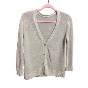 100% Linen Light Green Mint Cardigan Casual Y2K Small Cozy Comfort Womens